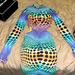 Virgo Rising Long Sleeve Mesh Mini Dress